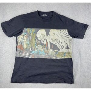 Uniqlo x MFA Boston Shirt Mens M Black Japan Skeleton Ukiyo-e Kuniyoshi Utagawa